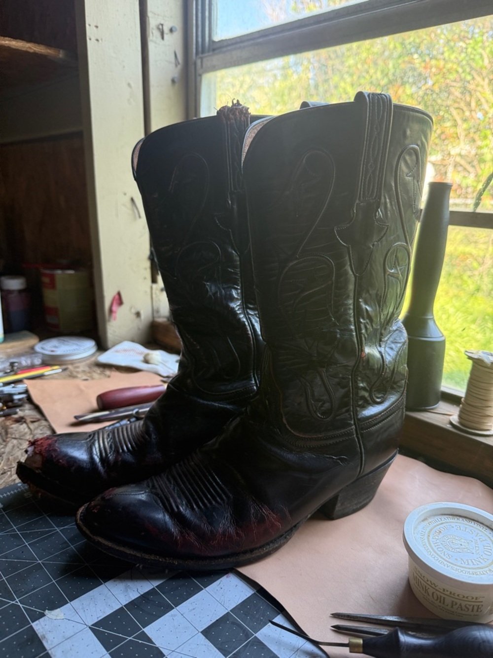 Lucchese black cherry boots